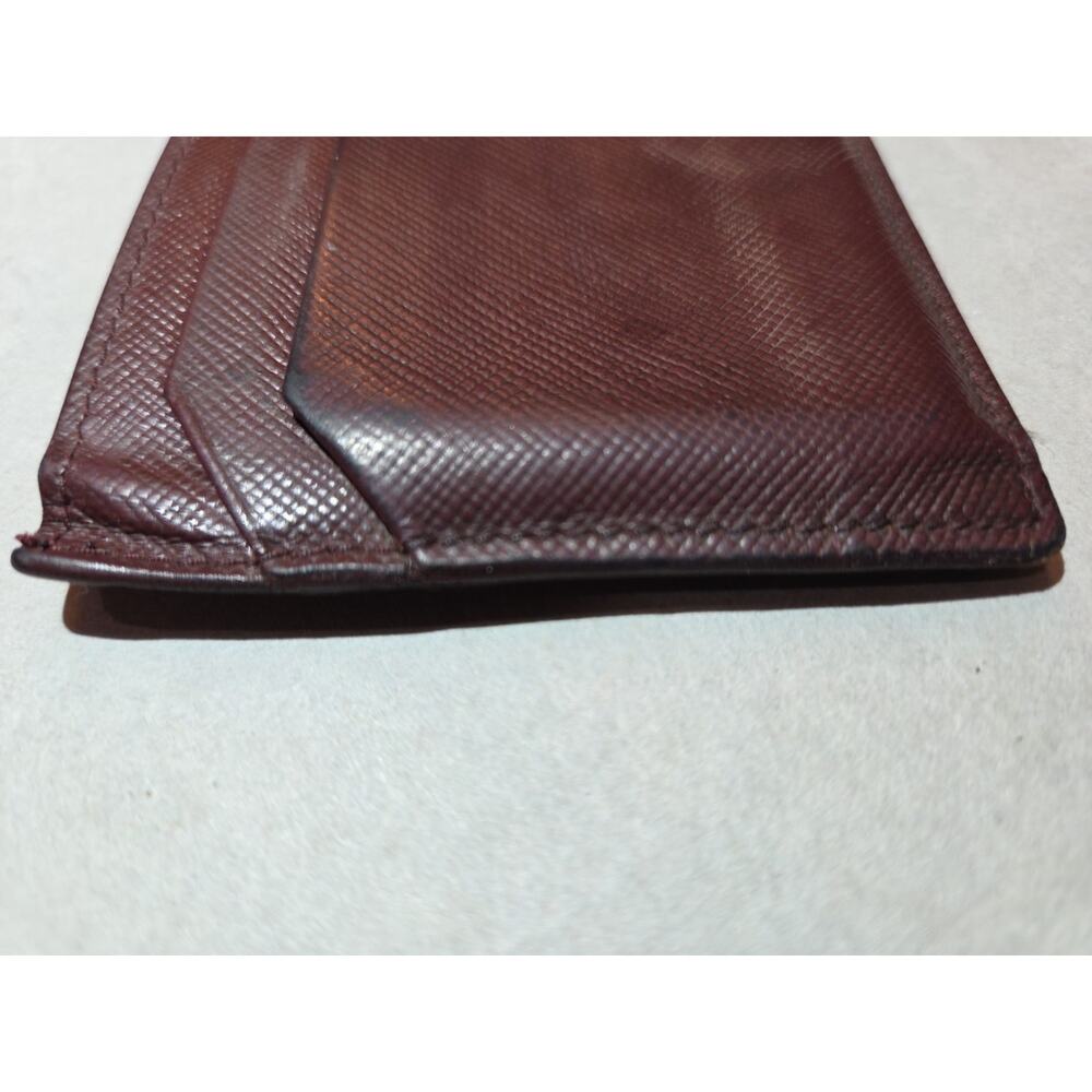 PRADA Saffiano Leather Card Case Brown Card Holder Unisex - Picture 7 of 9